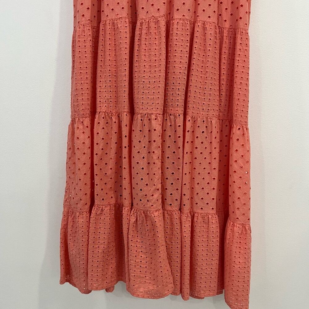 Self Contrast Cabana Cotton Coral Tiered Maxi‎ Dress Large Resortwear - Picture 4 of 11